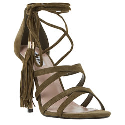 Dune Munroe Multi Strap Stiletto Sandals Khaki